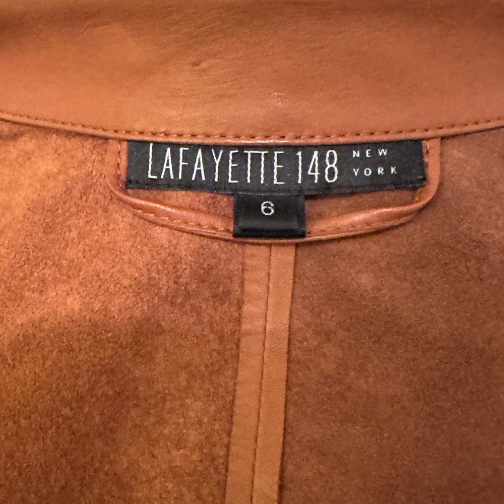 Lafayette 148 New York Tan Lambskin Leather Jacket   Sz 6 - Picture 5 of 11